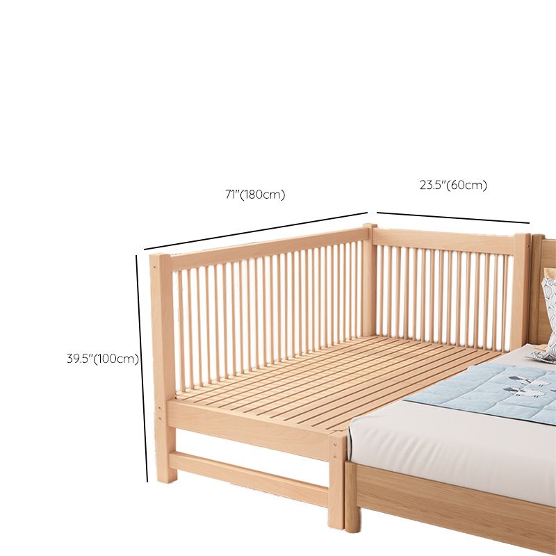 Contemporary Light Wood Nursery Crib Solid Wood with Guardrail