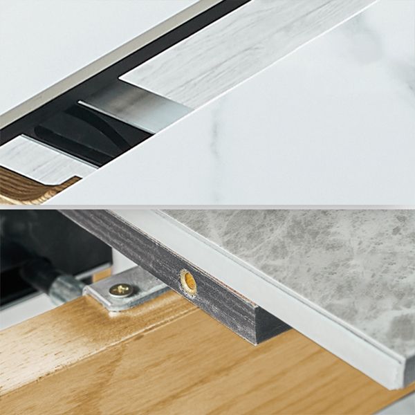 Minimalist Sintered Stone Dining Table White Extendable Dining Table for Kitchen