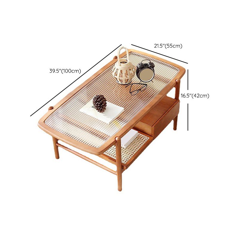 4 Legs Coffee Table Modernism Wood Cocktail Table in Natural
