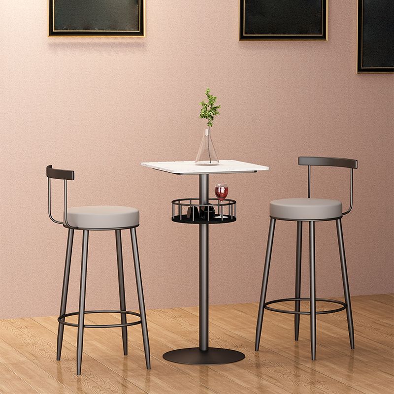 1/3 Pieces Glam Iron Bar Table Set Storage Bistro Set with Faux Marble Top