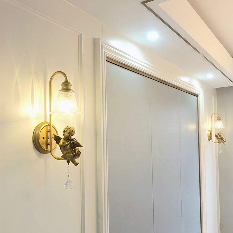 Glass Shade Wall Mounted Light Fixture 1-Light Modernism Wall Mounted Sconce