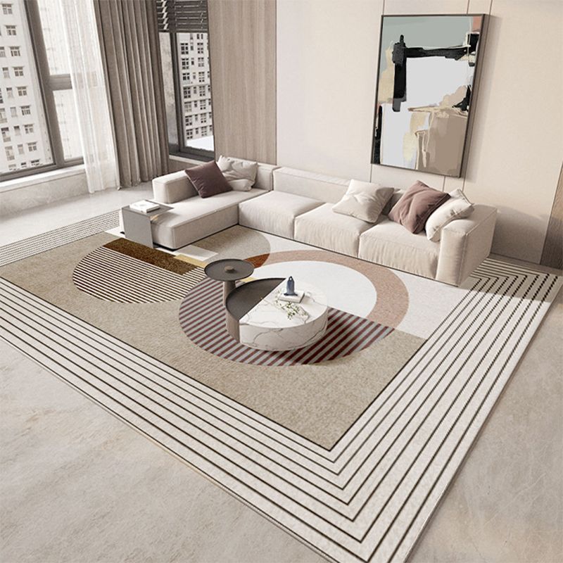 Minimalist Carpet Khaki Tone Rug Polyester Stain Resistant Area Rug for Living Room