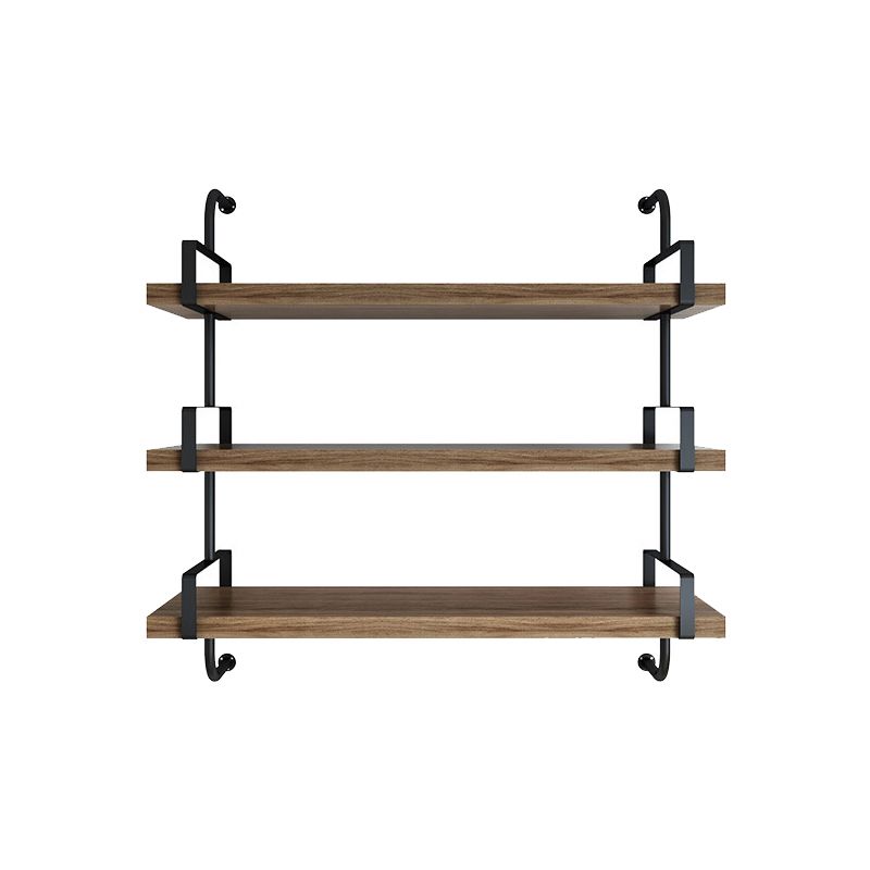 Natural Floating Bookcase Wooden Industrial Bookshelf with Shelves