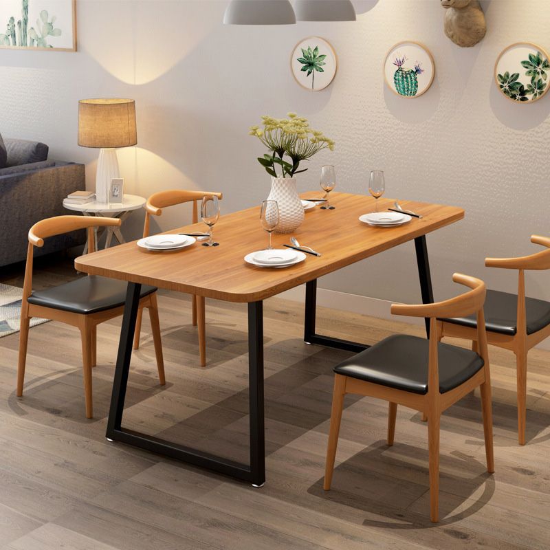 Industrial Rectangle Dining Table Wooden Table with Metal Legs for Kitchen