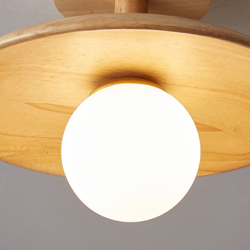 Japanese Style Wooden Ceiling Light Ball Shape Ceiling Lamp for Living Room