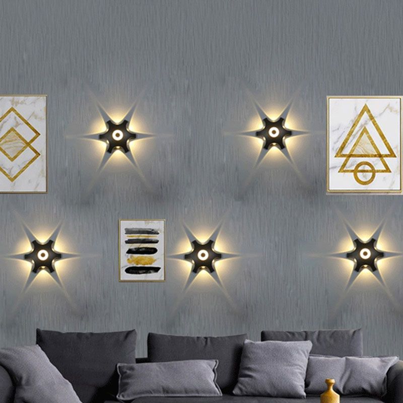 Gear Shaped Wall Sconce Lamp Minimalistic Aluminum Balcony LED Wall Lighting Fixture in Black