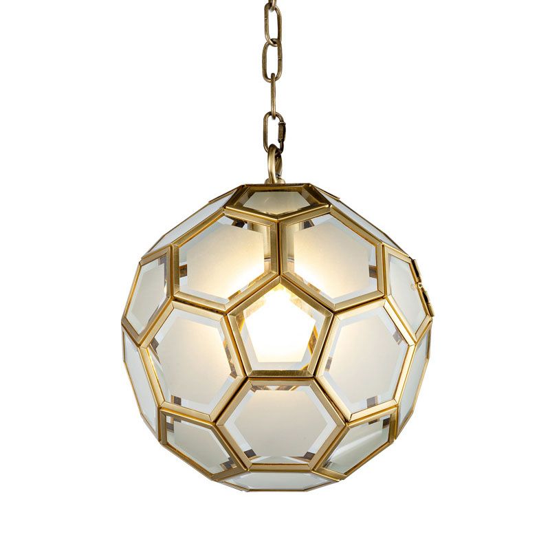 White Glass Ball Ceiling Lamp Colonial 1 Head Bedroom Suspension Pendant Light