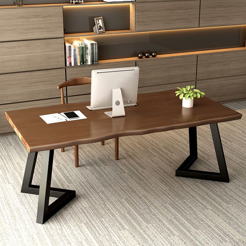 Modern Brown Top Office Desk Solid Wood Writing Desk for Home