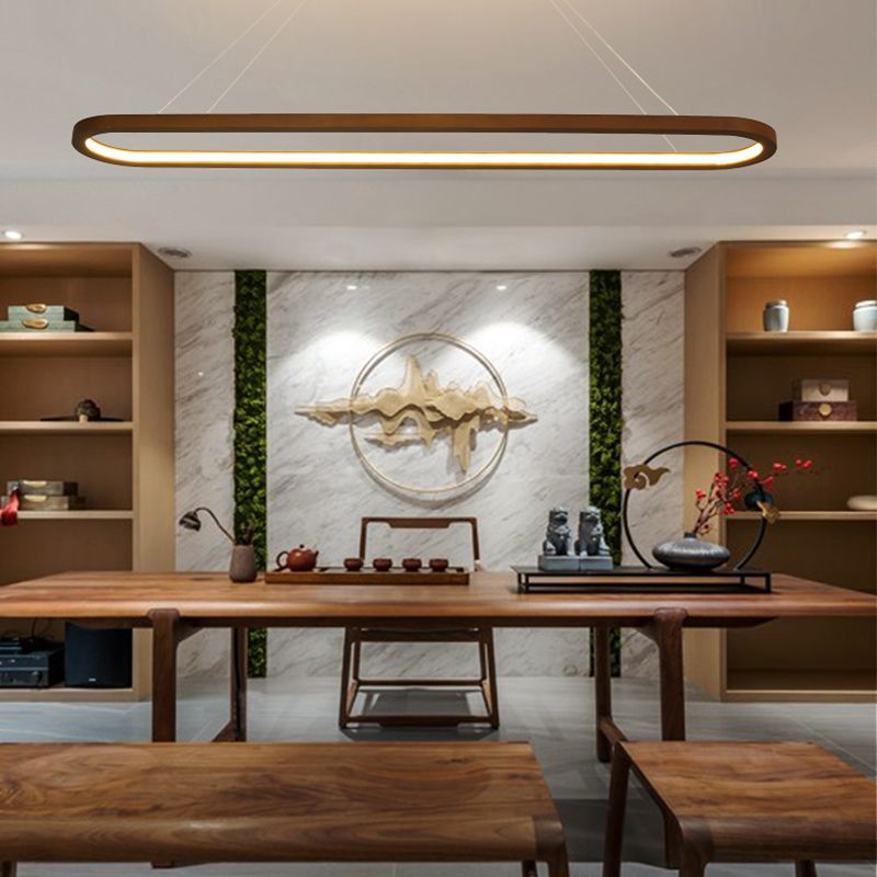 Contemporary Wood Kitchen Pendant Light Oval 1 Light Ceiling Pendant Light