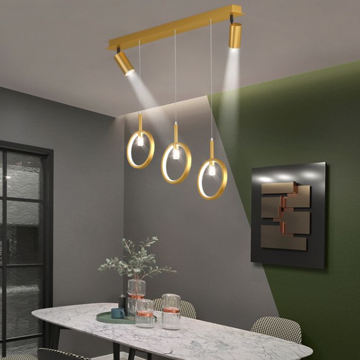 Modern Creative Linear Island Pendant Light Wought Iron Indoor LED Ceiling Light with Acrylic Shade