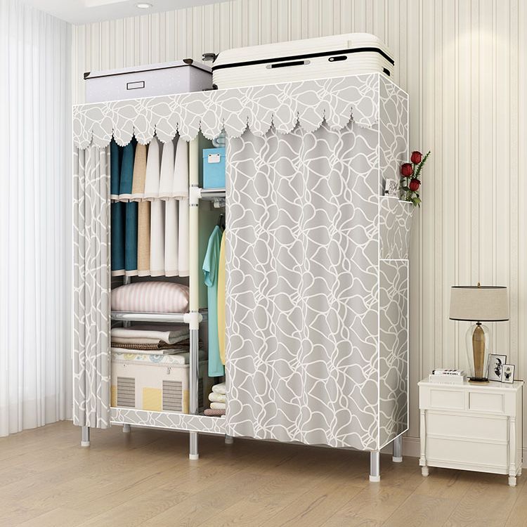 Steel Frame Wardrobe Armoire Contemporary Style Wardrobe Cabinet for Bedroom