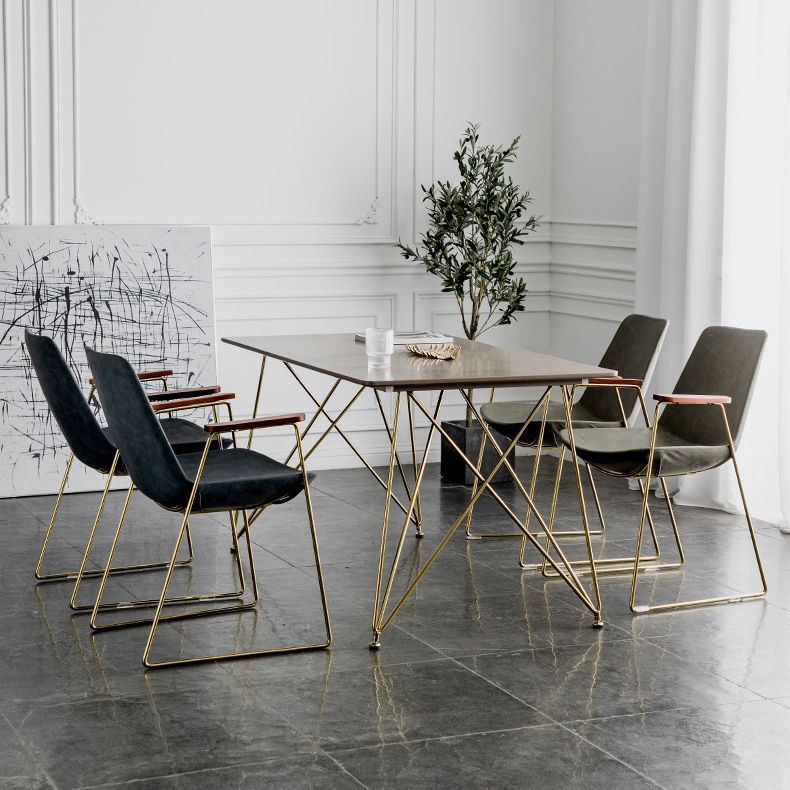 Chaises de salle à manger de style nordique, bras de cuisine, chaises latérales de salle à manger avec pieds en métal