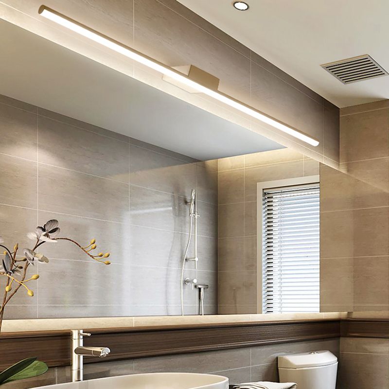 1 Light Metal Linear Mirror Wall Lighting Modern Style Wall Mounted Light Fixture in White