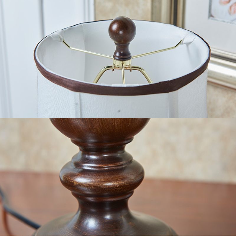 1 Light Wood Task Lighting Antique Style Brown Urn Shape Study Room Night Table Lamp