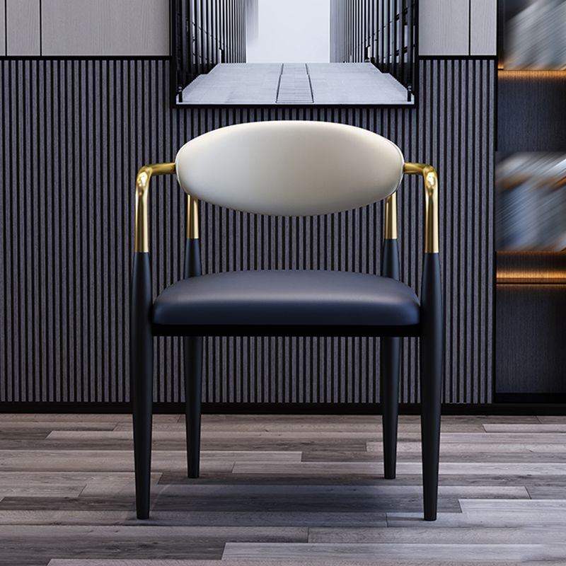 Metallic Finish Side Chair with Arms Metal Industrial Dining Chair