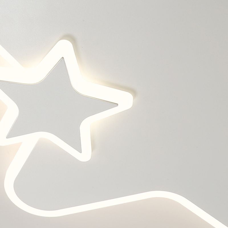 White LED Ceiling Light Children Star Flush Mount Lighting for Foyer