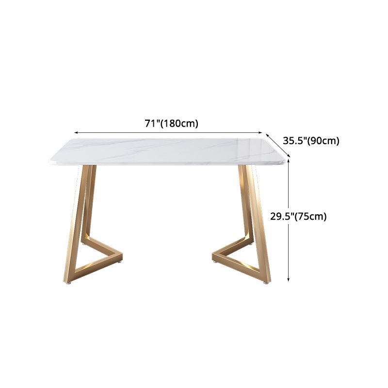 Glam Iron Dinette Set 1/2/5 Pieces Dining Table Set with Rectangle Sintered Stone Top