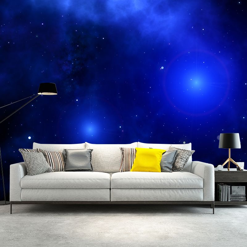 Starry Night Scenery Mural Wallpaper for Sitting Room, Custom Size Available