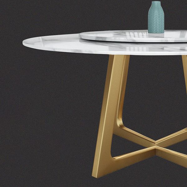 Metal and Stone Table Glam Style Round Dining Table for Home Living Room