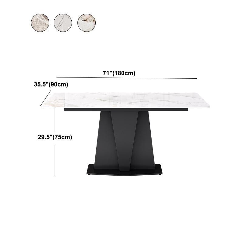 Industrial Sintered Stone Tisch Rechteck Esstisch mit Sockelbasis für das Restaurant