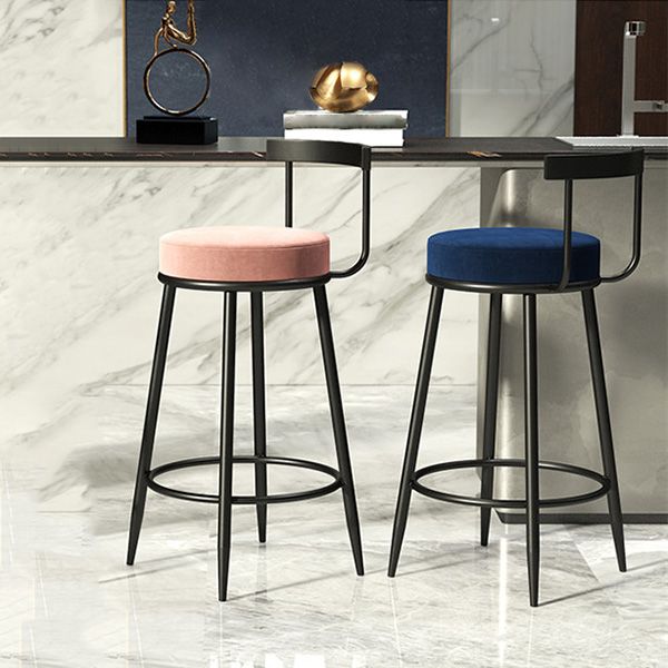 Modern Armless Backrest Counter Stool Iron Cashier Bar Stool with Cushion and Pedal