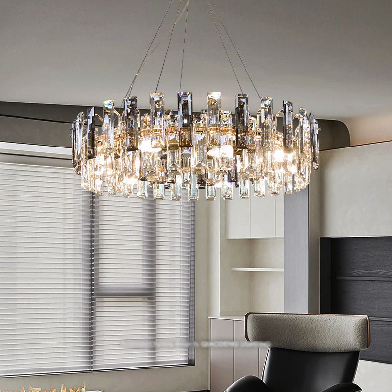 Contemporary Style Geometry Shape Island Lights Crystal Island Lighting in Grey