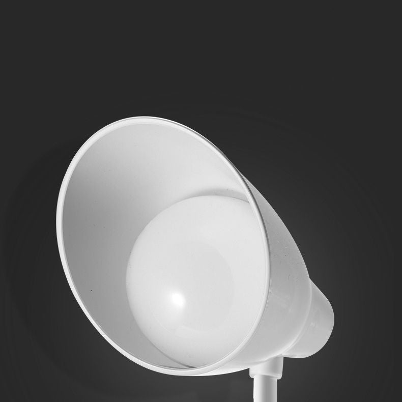 White Bud Shaped USB Study Lamp Modern Plastic LED Desk Light with Flexible Gooseneck Arm