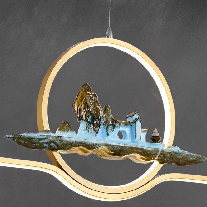 Modern Metal Island Lighting Ideas Linear Chinese Chandelier Lamp for Dining Room