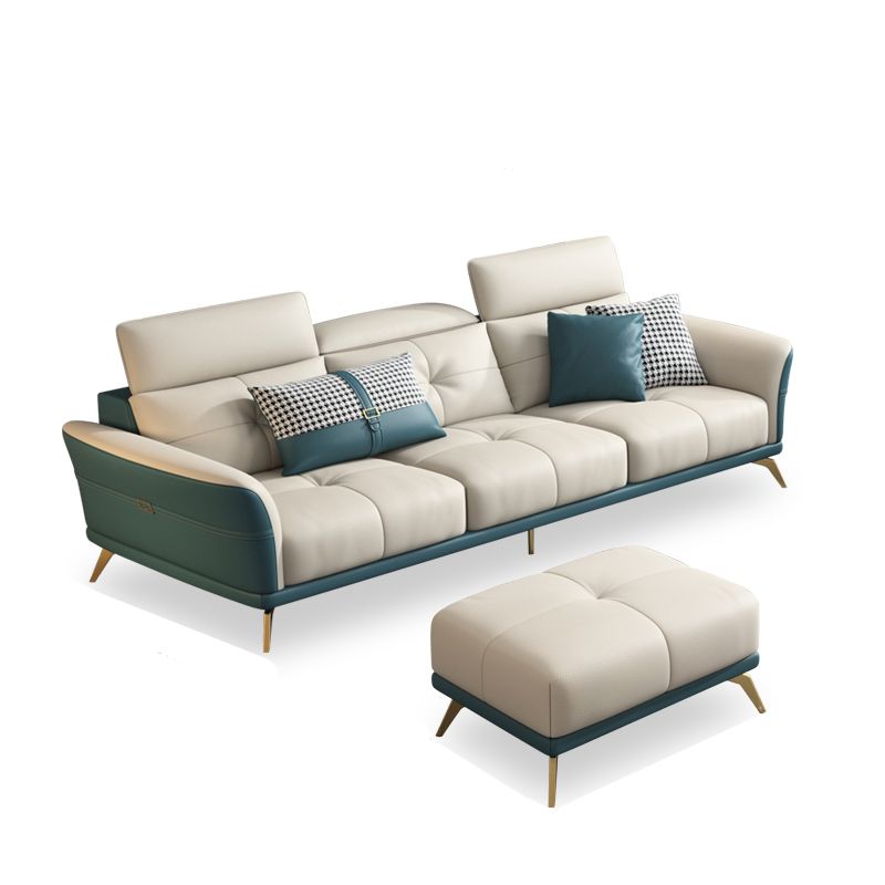 Tuxedo Arm Sectional Sofa 35.43"High Genuine Leather Tufted Split-Back Sofa