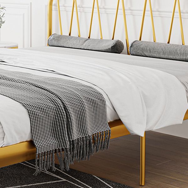 Open Frame Metal Bed Frame Contemporary Wire-Grid Iron Bed with Headboard