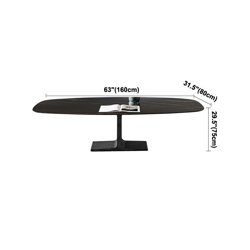 Industrial Sintered Stone Black Table Rectangle Standard Dining Table for Kitchen