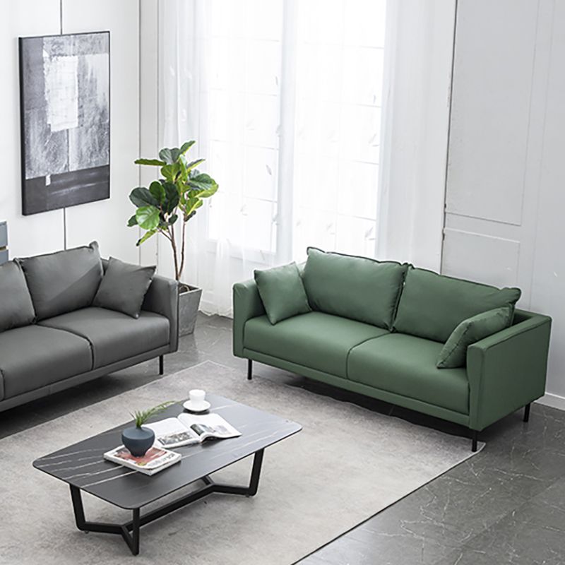 Modern Style Square Armrest Sponge Seat Multicolor Choice Imitation Leather Sofa
