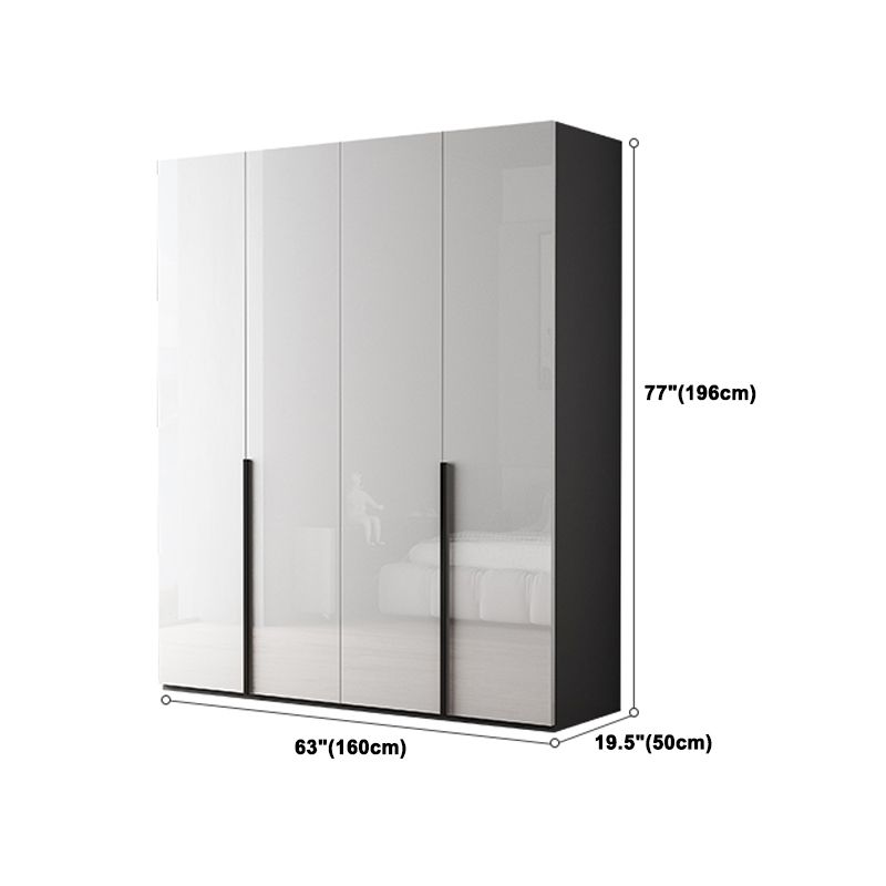 Modern Mirrored Finish Wardrobe Cabinet Engineered Wood and Solid Wood Wardrobe