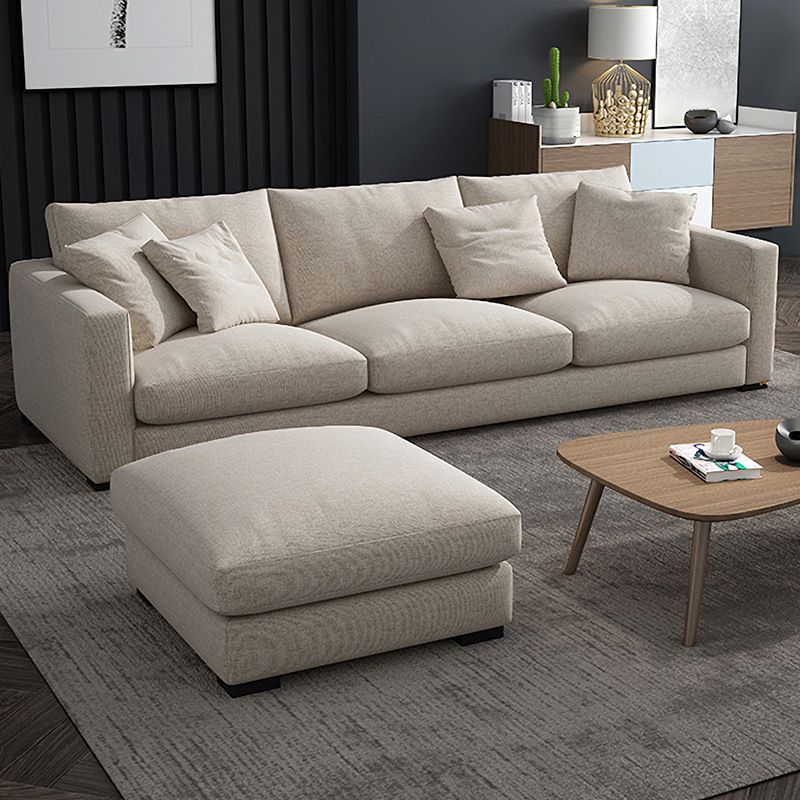 Contemporary Cushions Standard Sofa Fabric Tuxedo Arm Sofa with Pillows