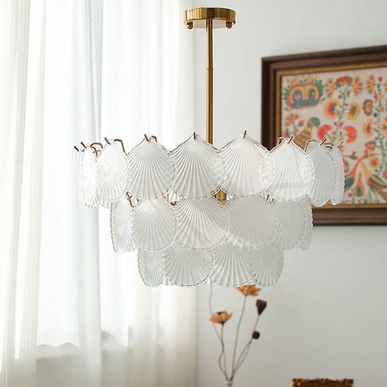 Contemporary Style Geometry Pendant Lighting Glass Hanging Chandeliers in Gold