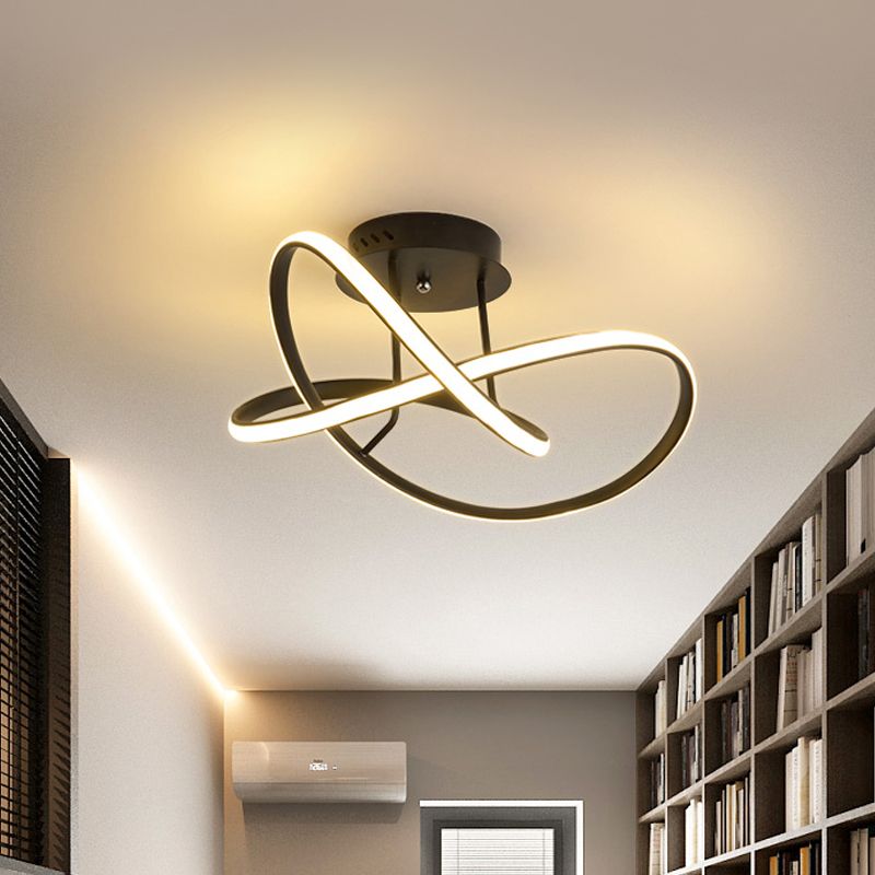 19.5 "/23.5" W Twist Plafond Gemonteerde Armatuur Moderne Acryl LED Wit/Koffie Semi Flush Mount Verlichting in Warm/Wit Licht