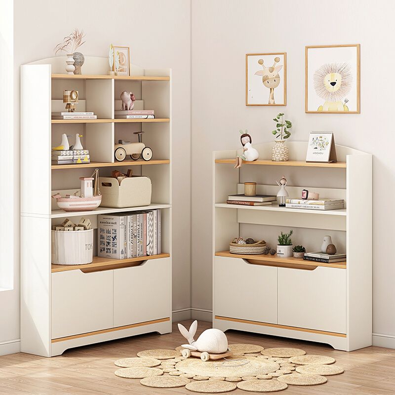 Contemporary Wood Chest Rectangle with Doors Side Cabinet with Shelves