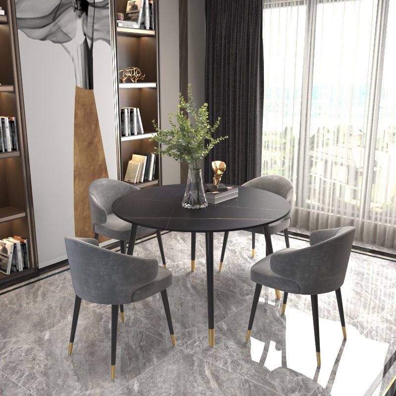 Sintered Stone Matte Finish Restaurant Table 4 Legs Glam Style Dining Table