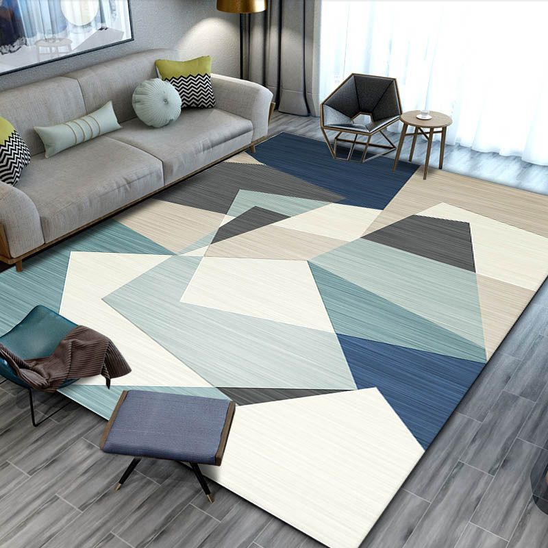 Apricot Simple Rug Polyester Geometric Rug Non-Slip Backing Rug for Living Room