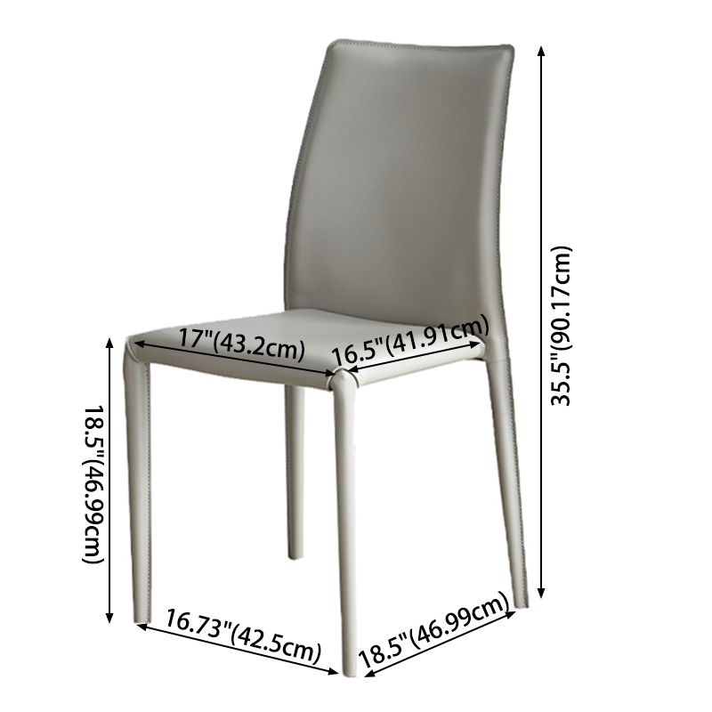 Scandinavian Style Solid Back Dining Chairs Leather Dining Armless Side Chairs