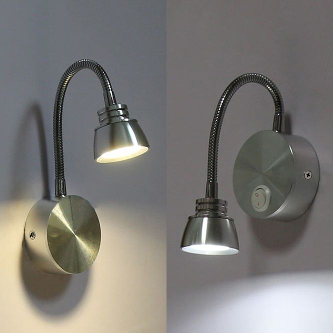 Aluminum Domed Wall Light Sconce Modern Warm/White Light LED Chrome Reading Wall Lamp with Adjustable Arm
