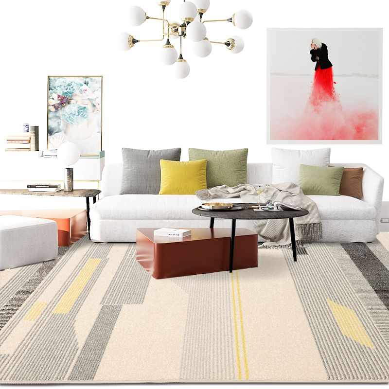 Multi Color Simple Rug Polypropylene Geometric Print Indoor Rug Anti-Slip Backing Pet Friendly Area Carpet for Living Room