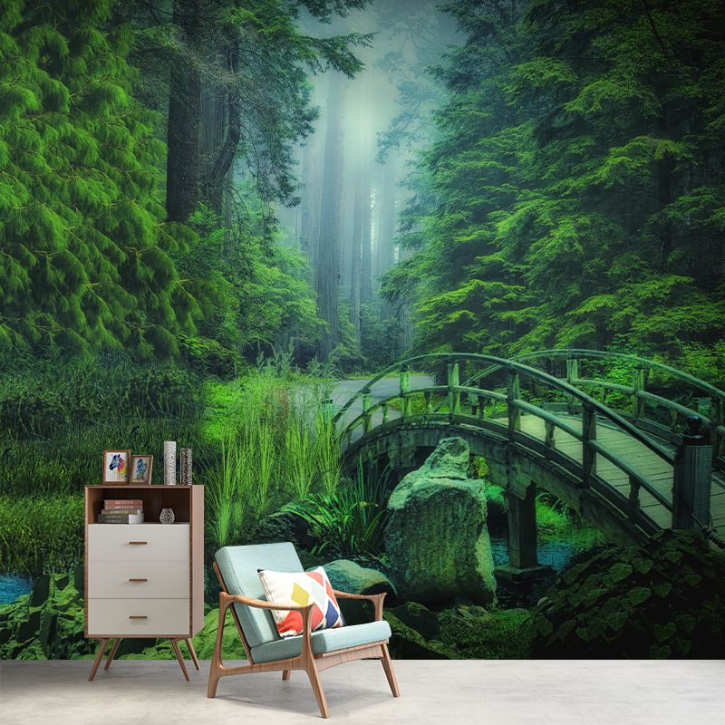 Illustration Forest Mural Wallpaper Decorative Mildew Resistant Wall Decor