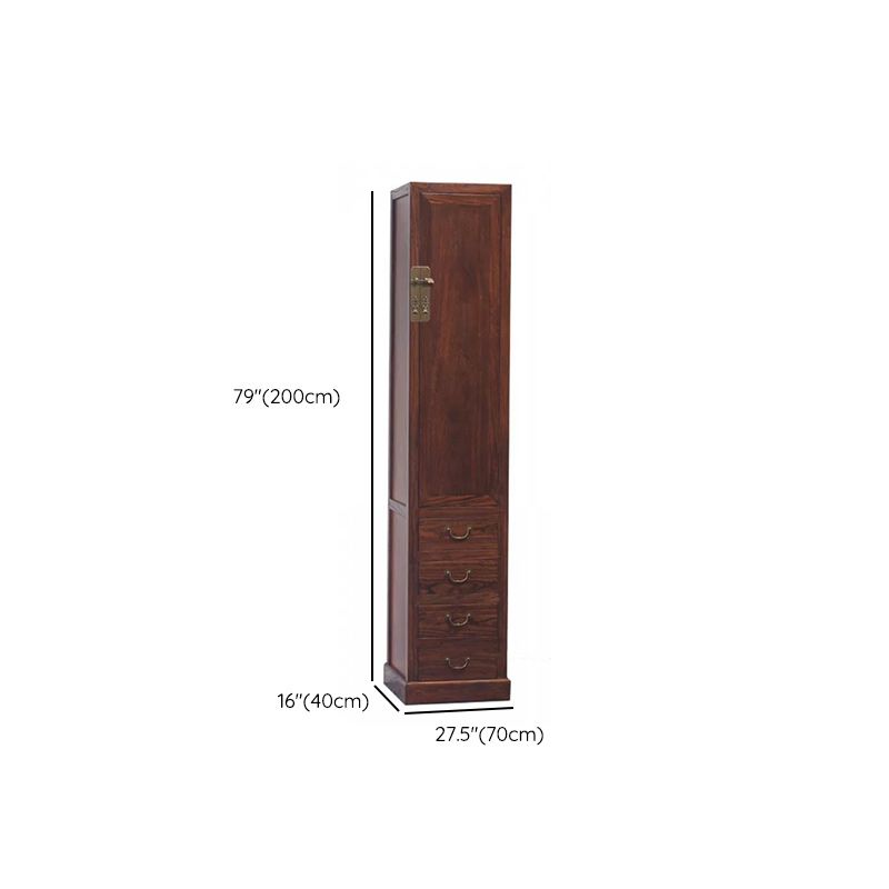 74.8" Tall 4 -drawer Accent Cabinet Solid Wood Glass Paned Chest