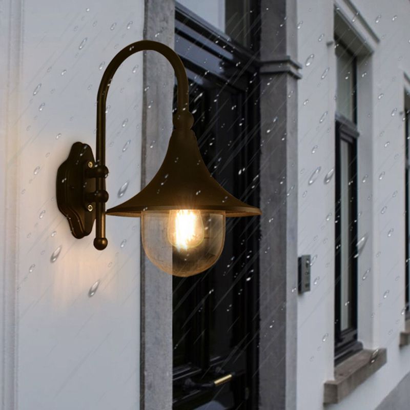 Cone Shape Metal Wall Light Industrial Style 1 Light Wall Light Sconce in Black