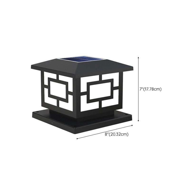 LED Contemporary Metal Pillar Lamp Square Shape Outdoor Waterproof Light