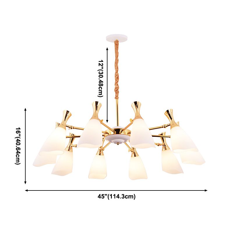 Postmodern 10 Head Chandelier Light Fixtures Metal and Glass Hanging Chandelier for Cafe