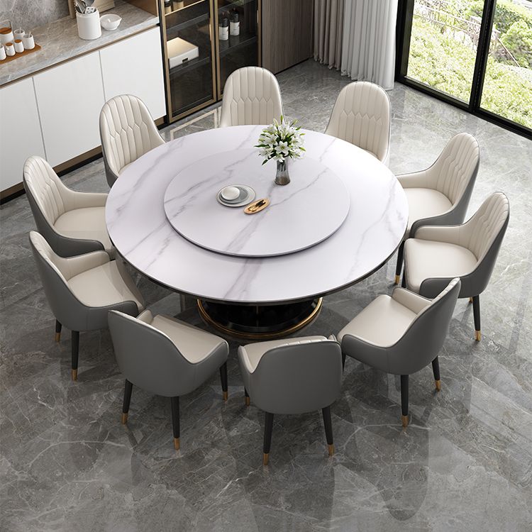Modern Simple Dining Table Round Dinner Table with Rubberwood Base for Dining Room