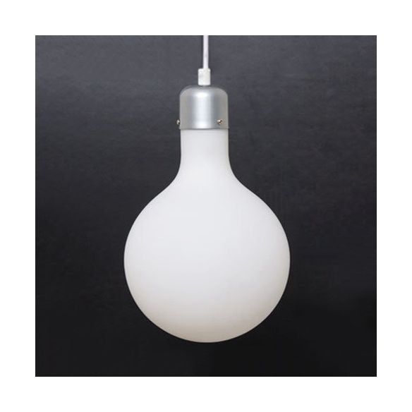 Moderna Ligera de lámpara de luz 1 con sombra de vidrio blanco Bola de plata/cono/lámpara colgante en forma de píldora