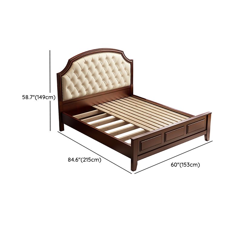 Mid-Century Modern Standard Bed Upholstered Headboard Espresso Panel Bed